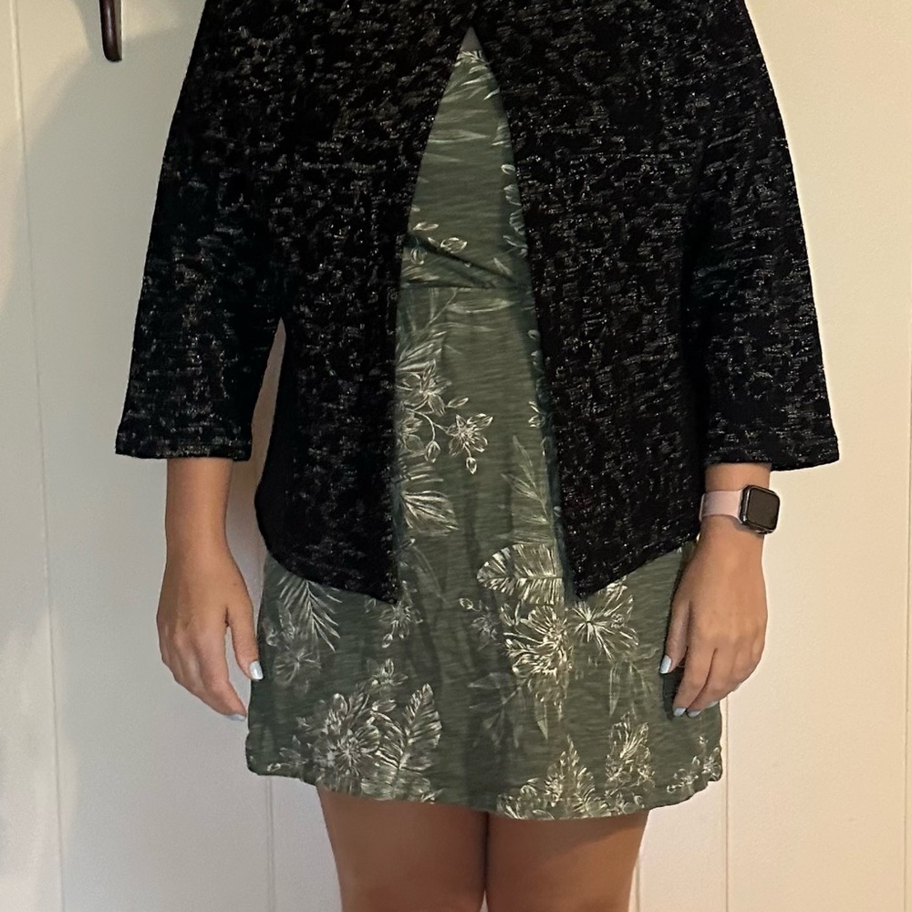 Jones New York Wool Metallic Cropped Sleeve Large Single Button Collared Jacket - Picture 6 of 9